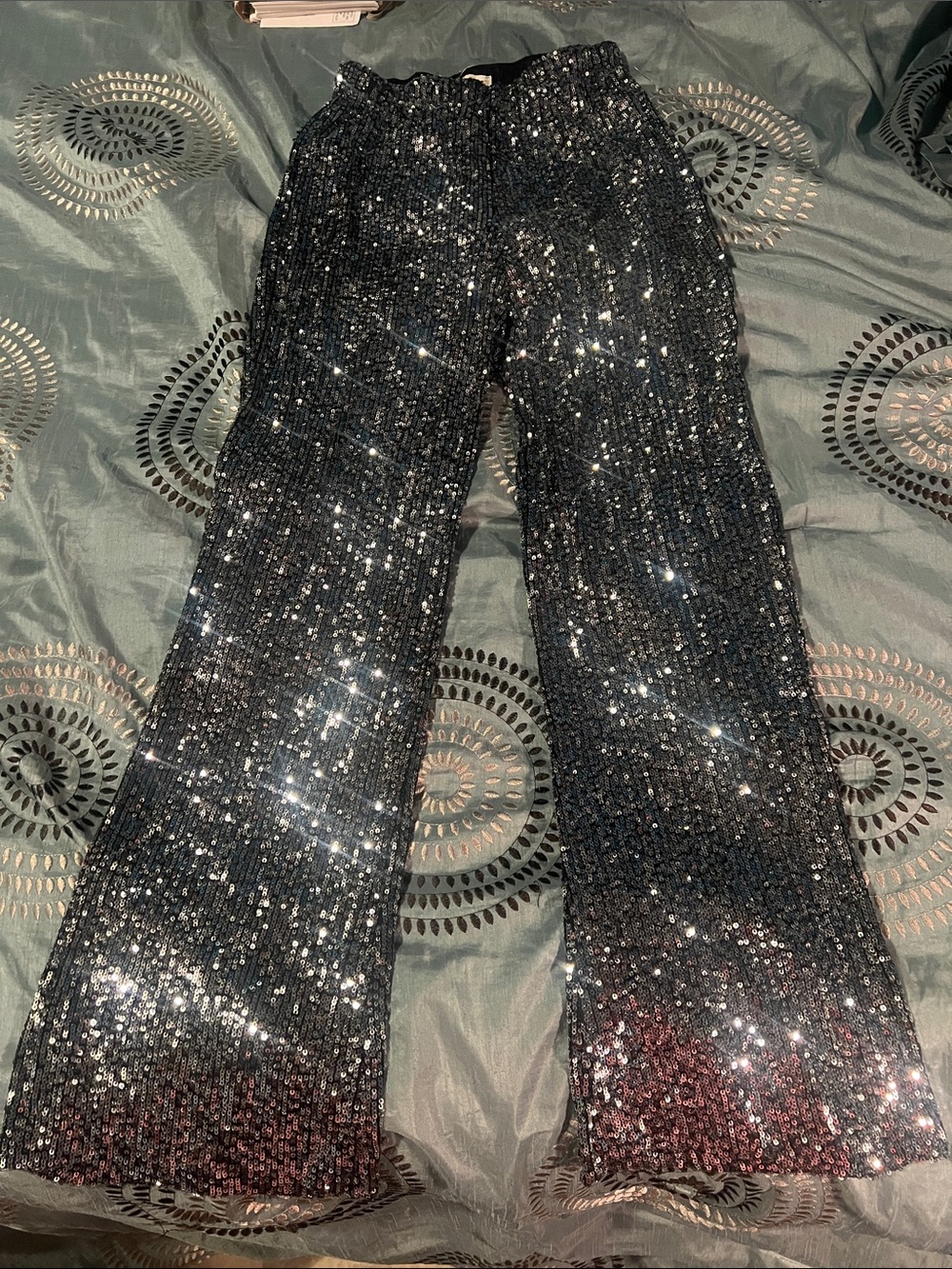 Mango - Women’s Sequin Flared Bottoms